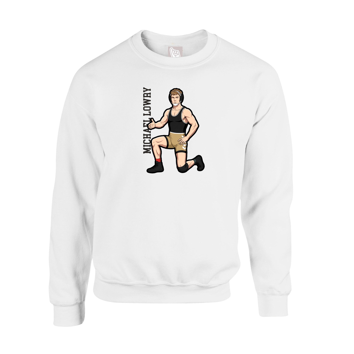 Fleece Crew — Name Vertical in White