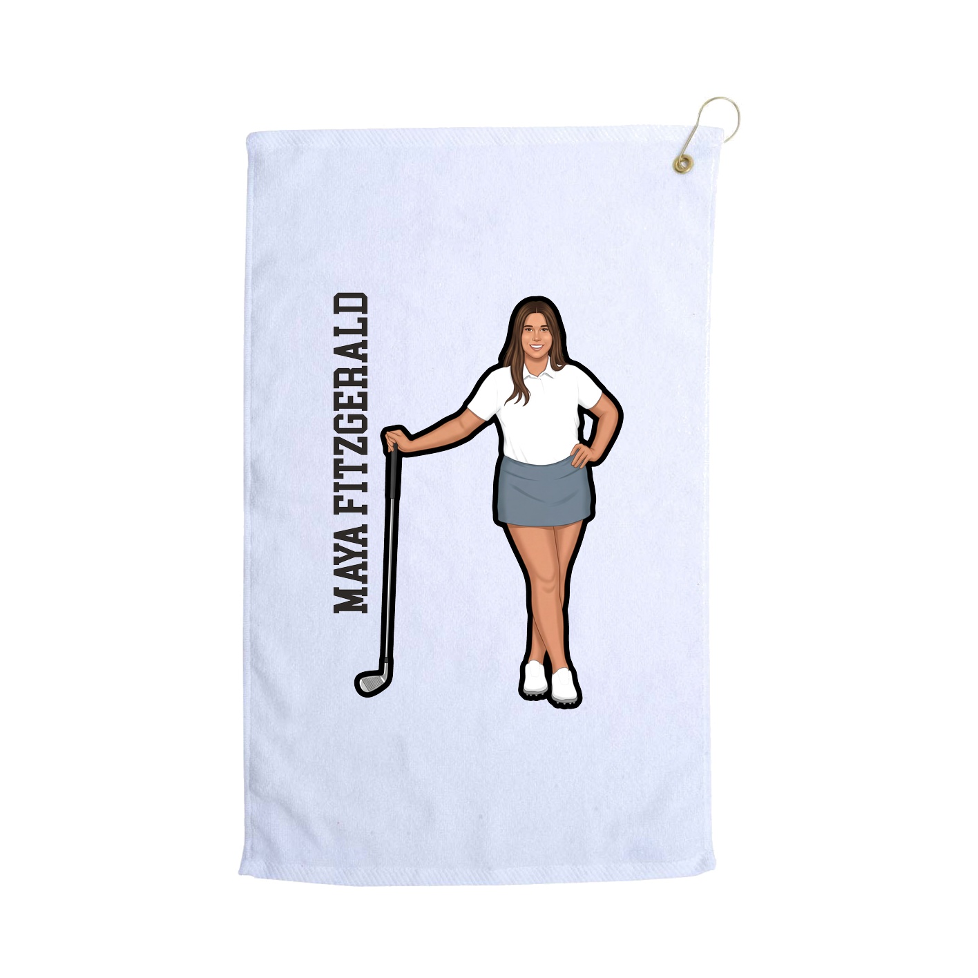 Golf Towel — Name Vertical in White