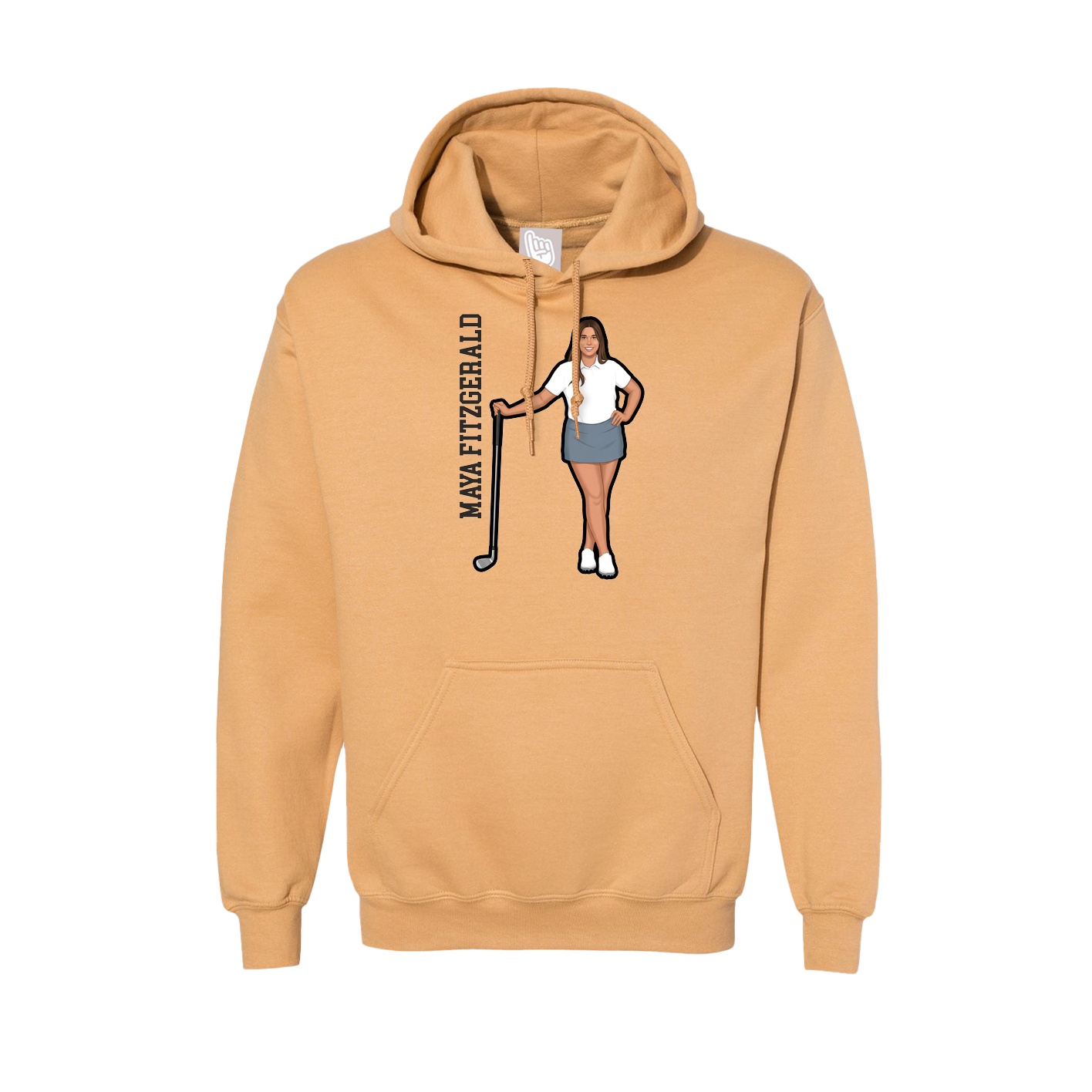 Hoodie — Name Vertical in Vegas Gold