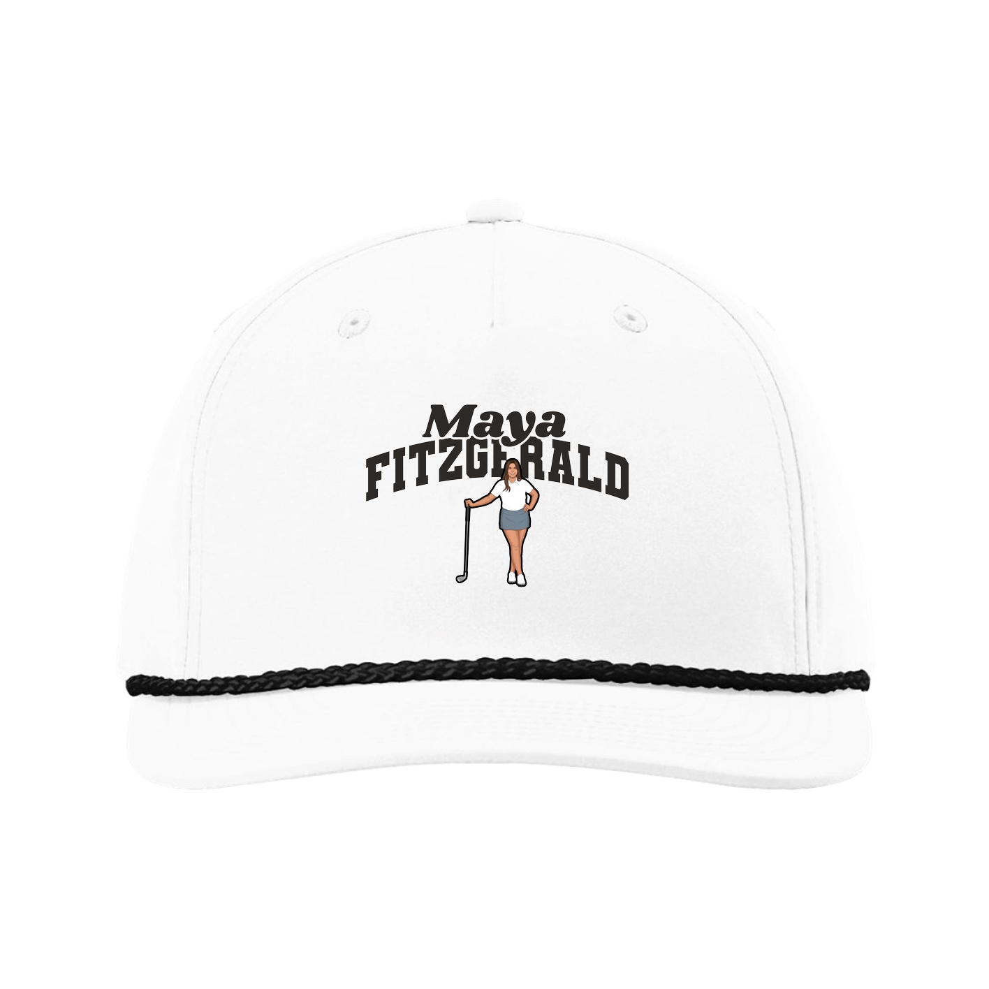 Five-Panel Classic Rope Cap — Signature Arch in White