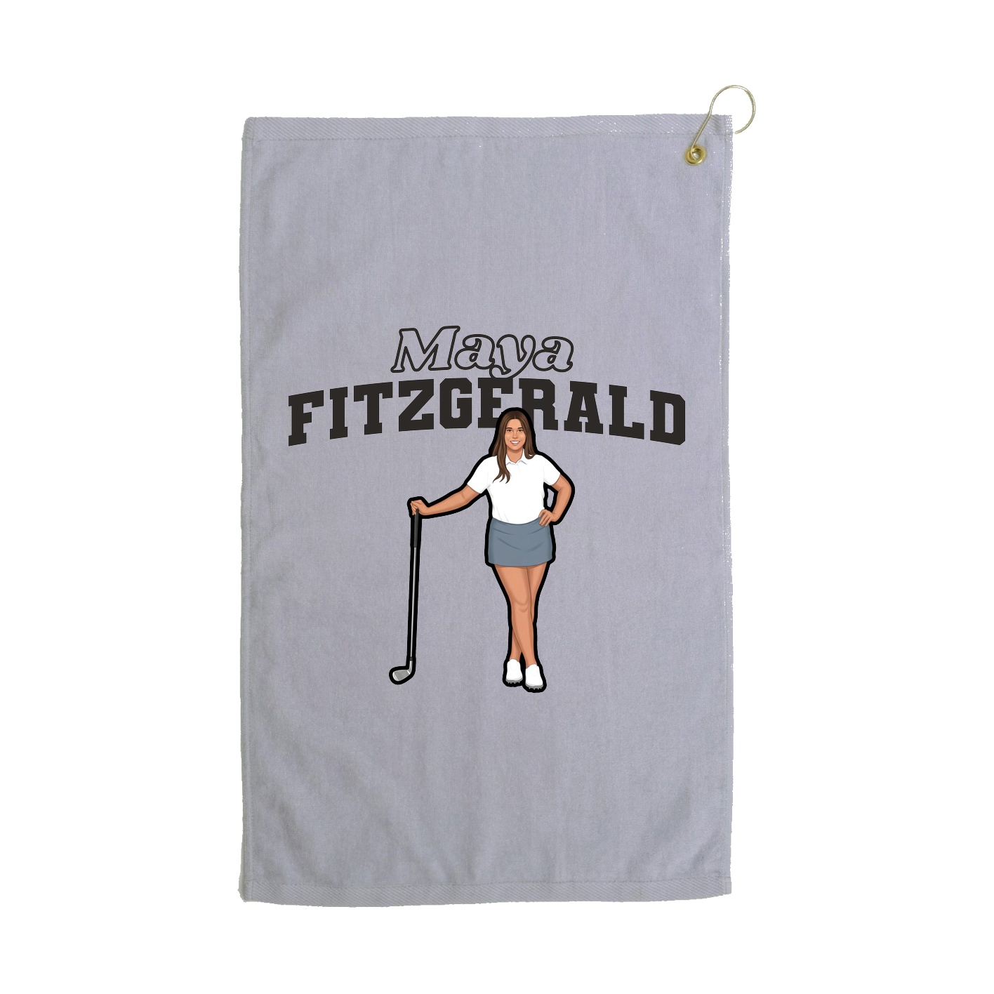 Golf Towel — Name Arch in Grey