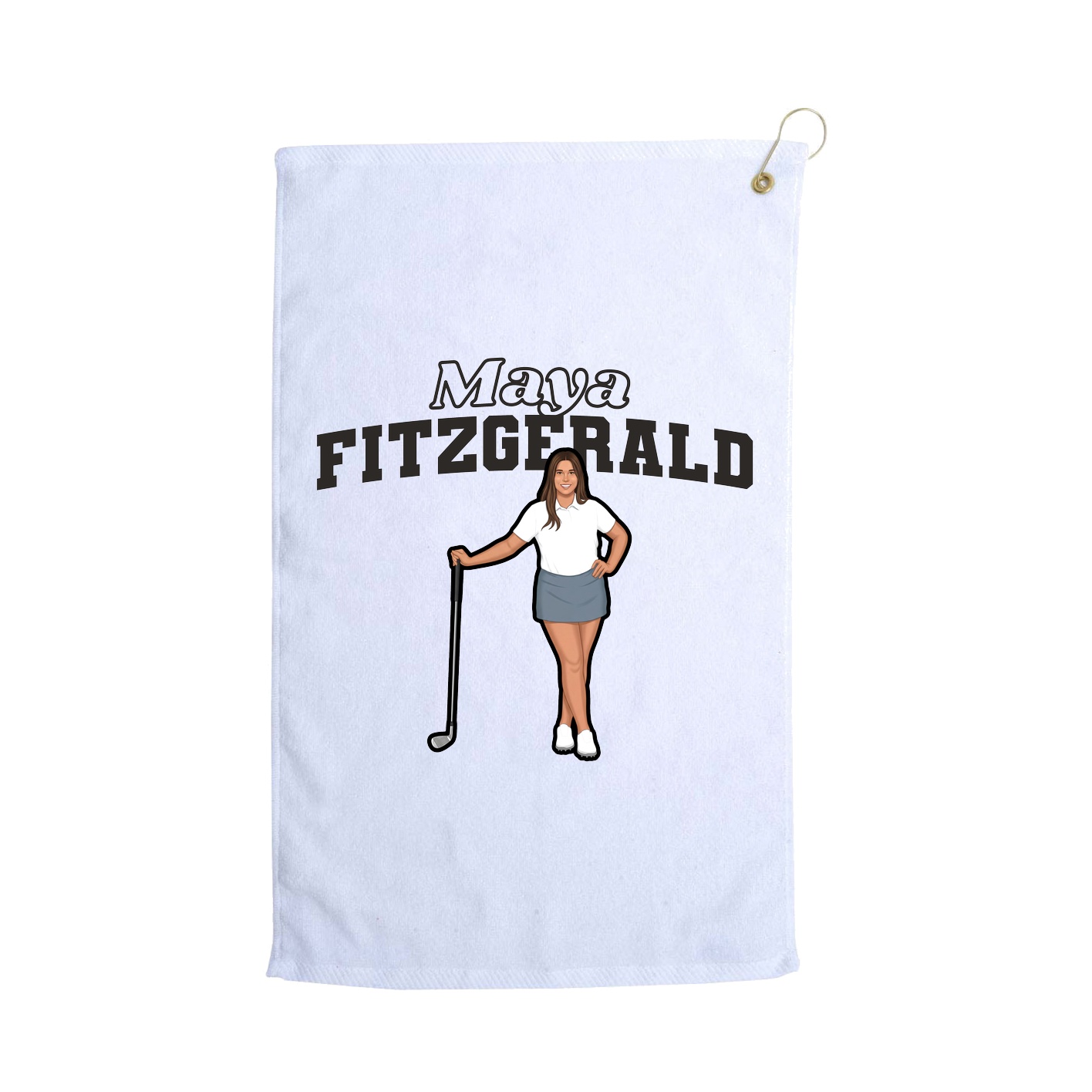 Golf Towel — Name Arch in White