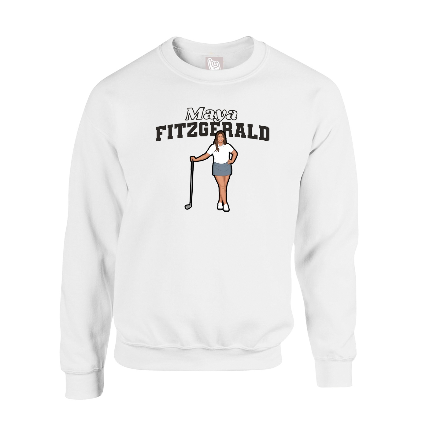 Fleece Crew — Name Arch in White