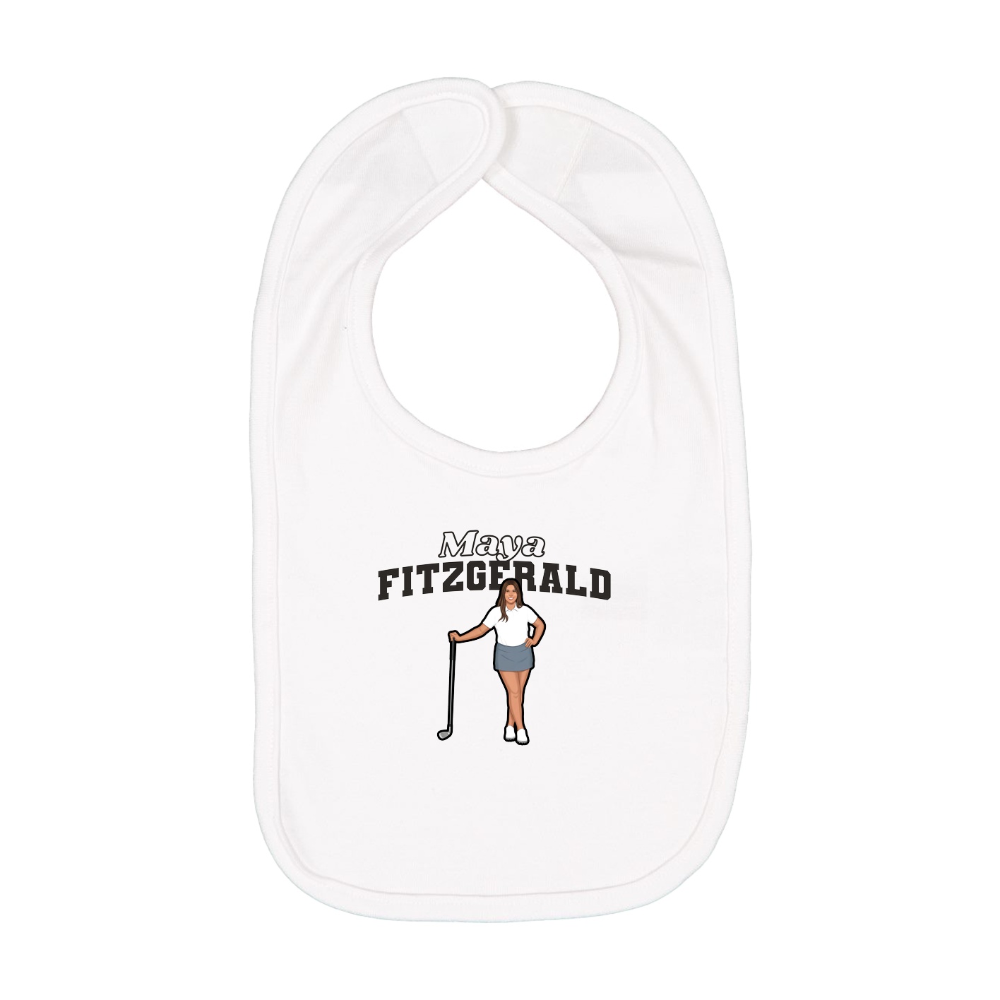 Infant Bib — Name Arch in White