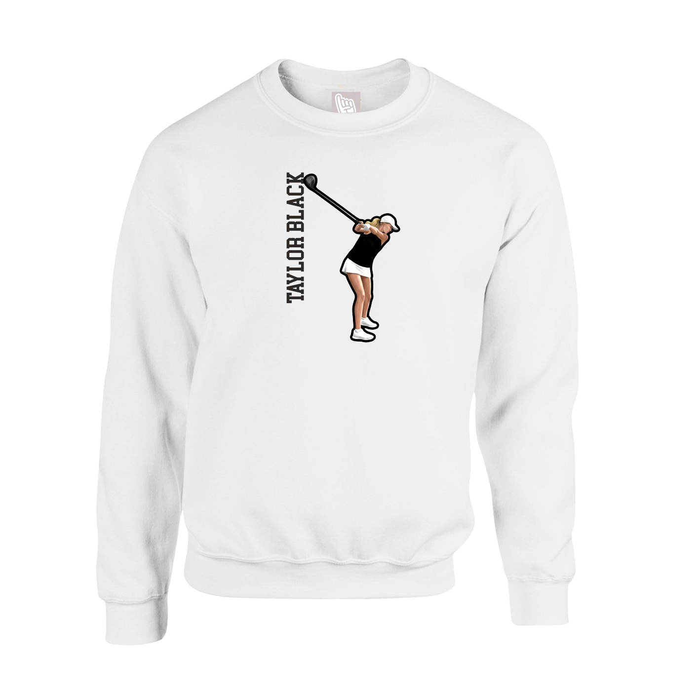 Fleece Crew — Name Vertical in White