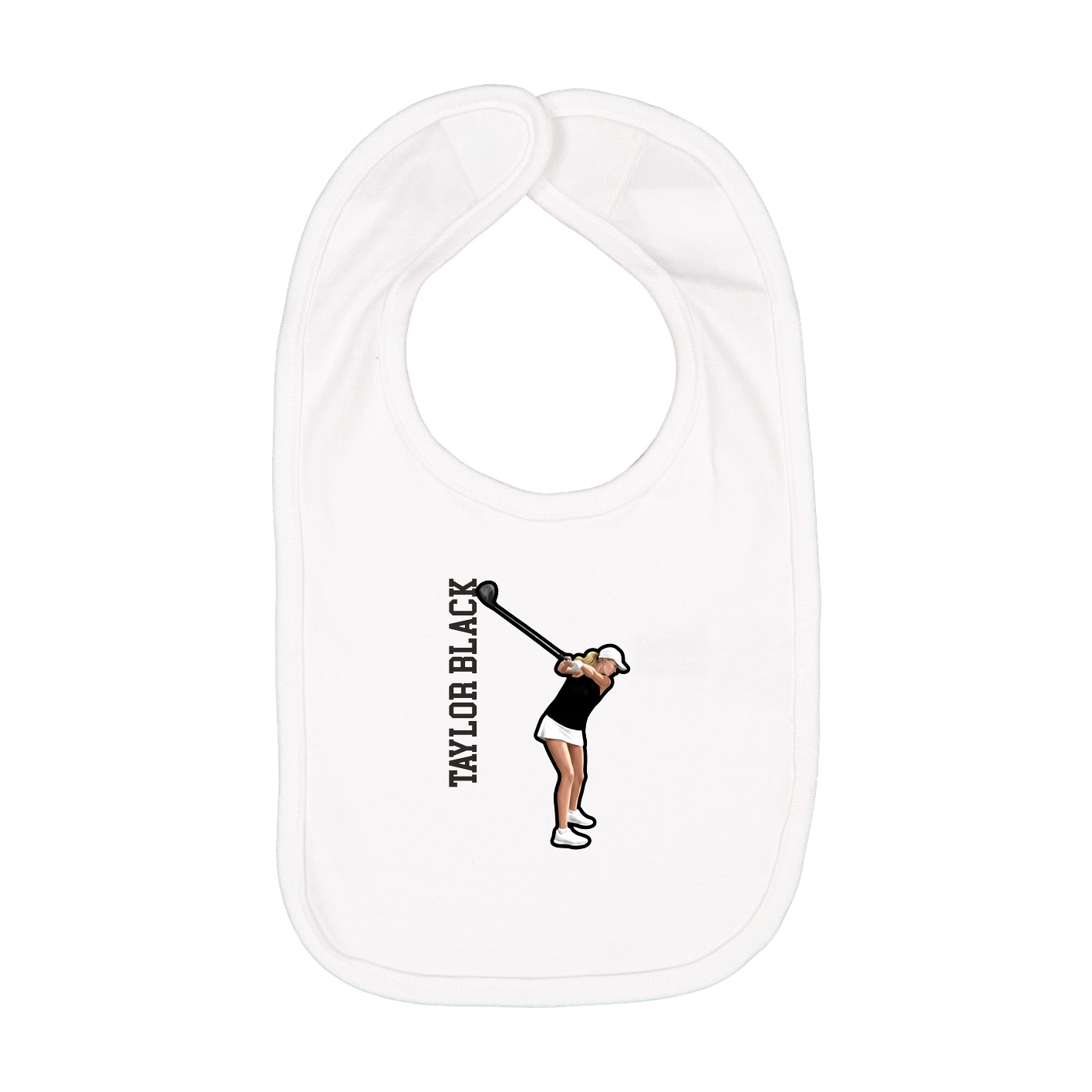 Infant Bib — Name Vertical in White