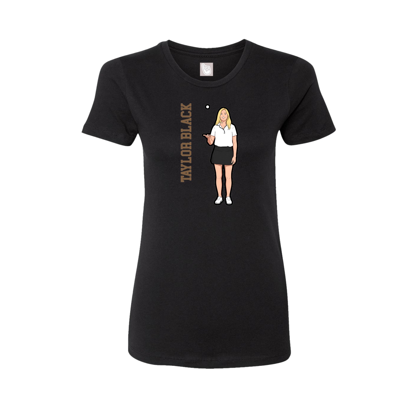 Womens Tee — Name Vertical in Black