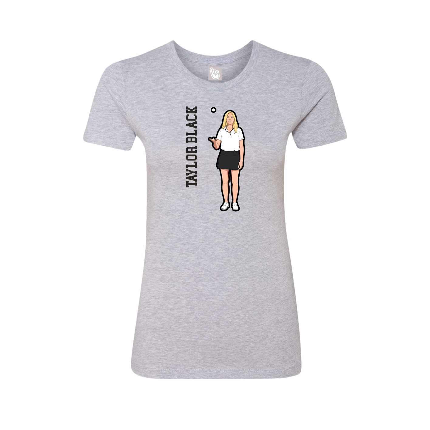 Womens Tee — Name Vertical in Grey