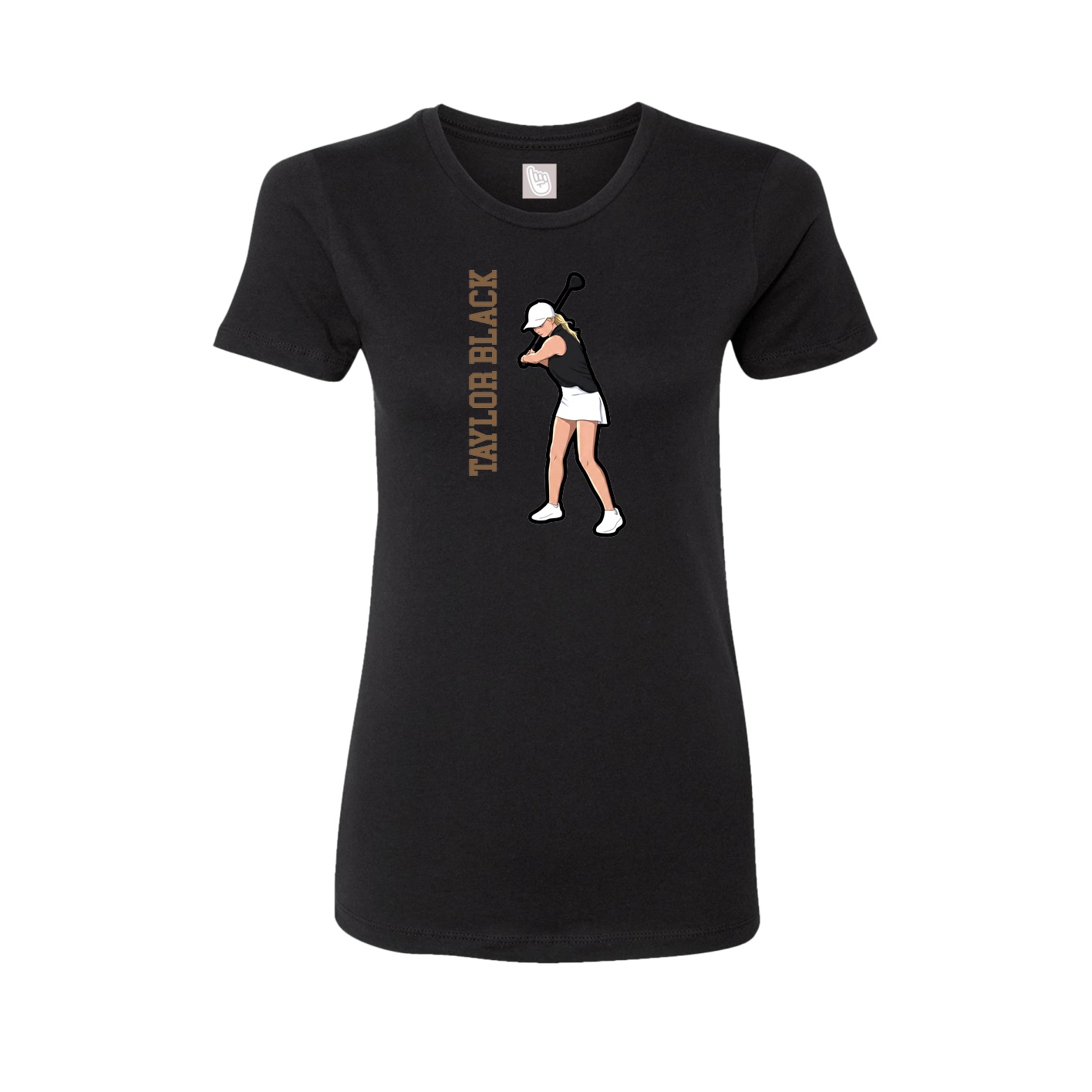 Womens Tee — Name Vertical in Black