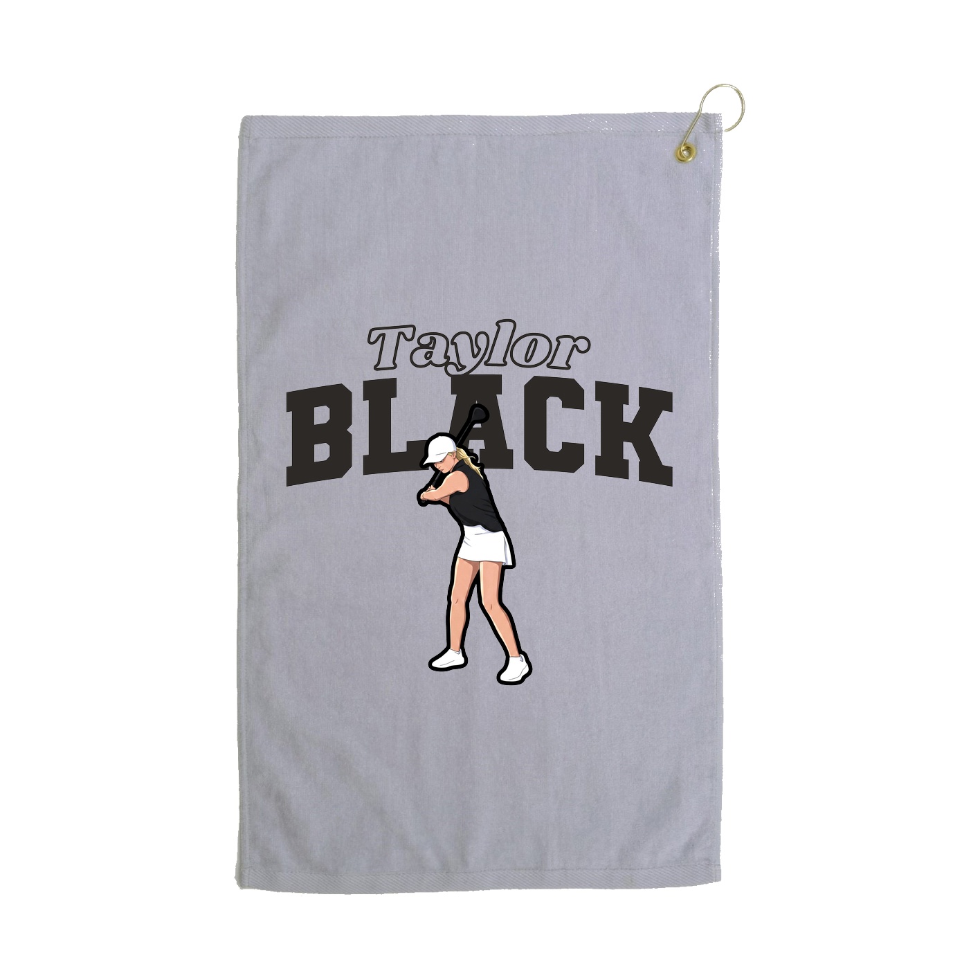 Golf Towel — Name Arch in Grey