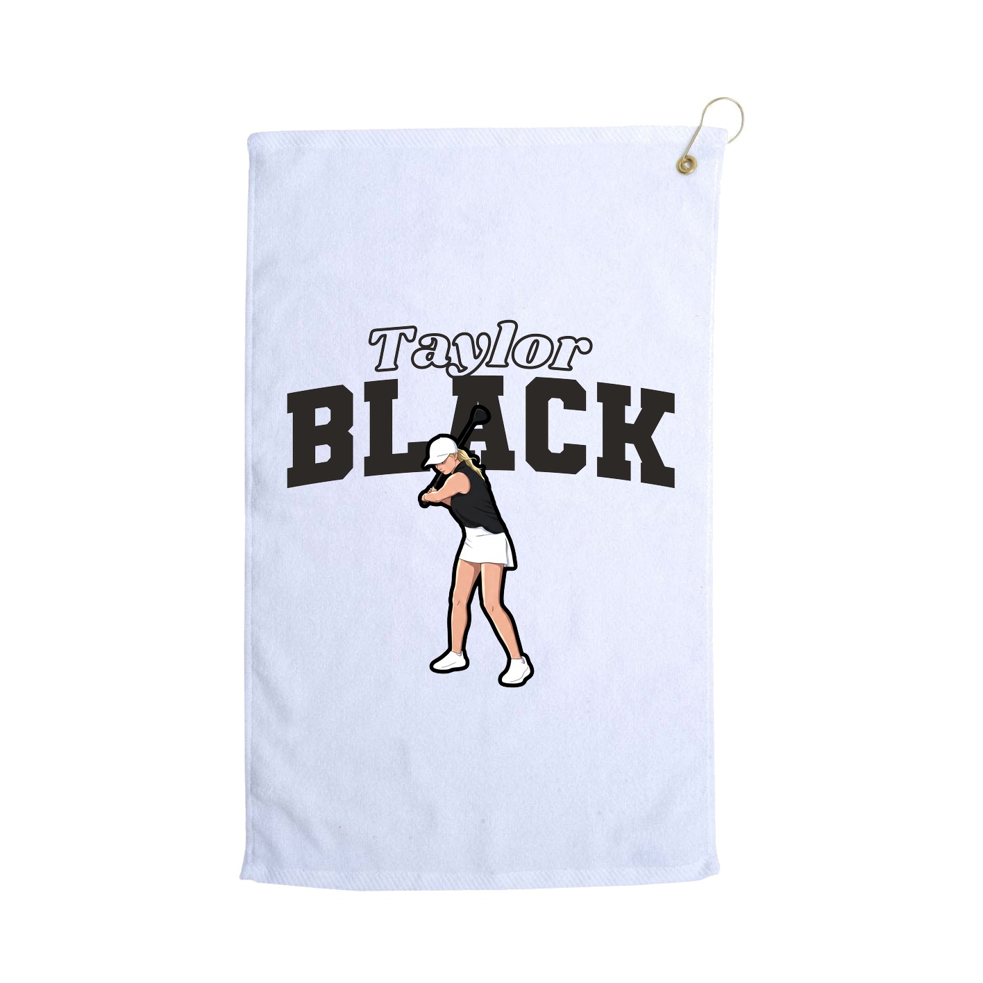 Golf Towel — Name Arch in White