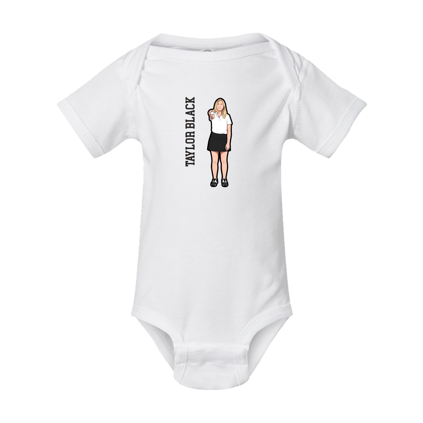 Baby Onesie — Name Vertical in White