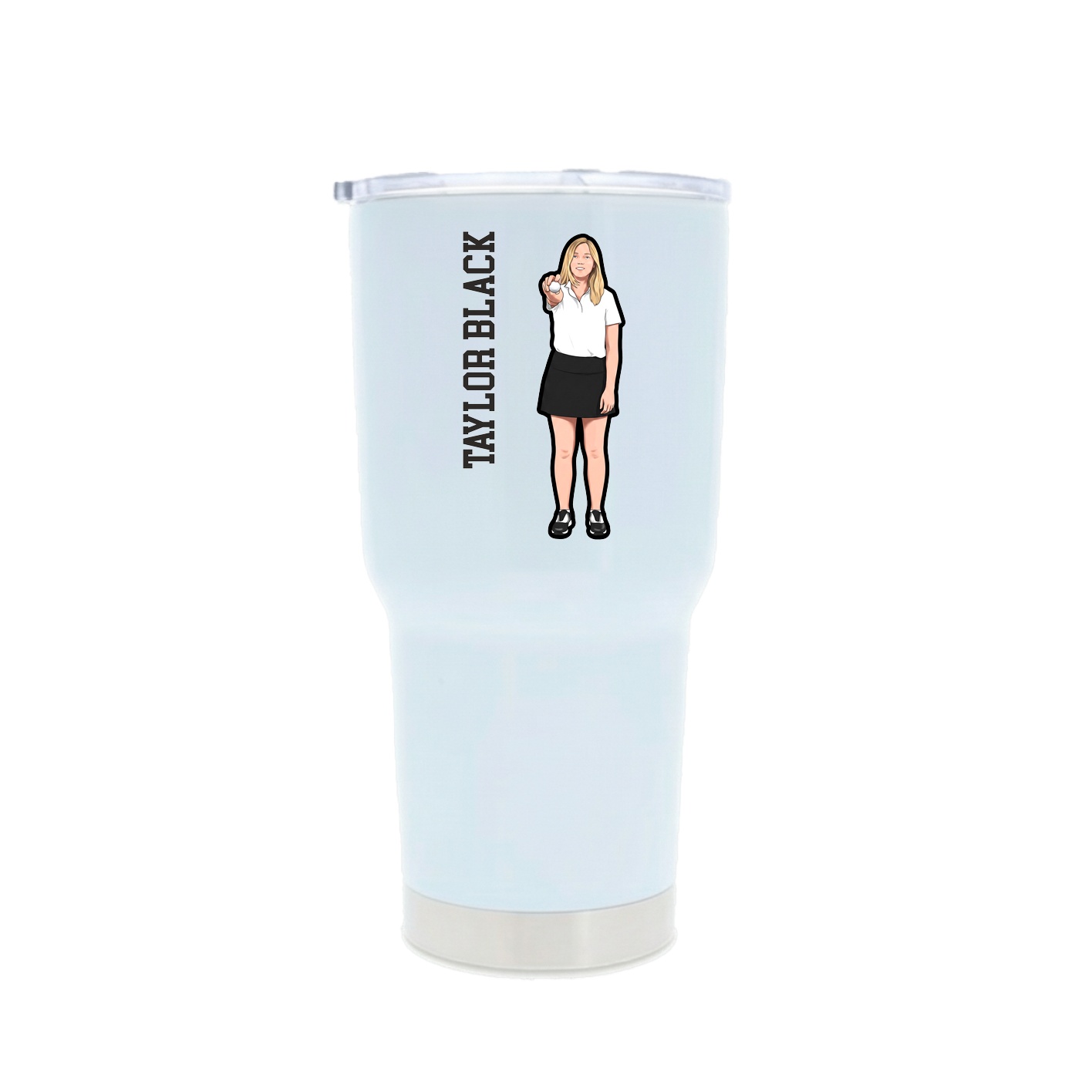 30oz Stainless Steel Tumbler — Name Vertical in White