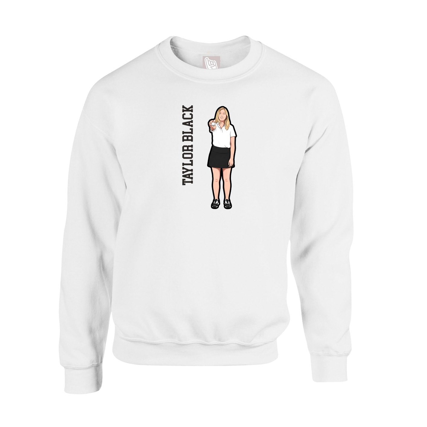 Fleece Crew — Name Vertical in White