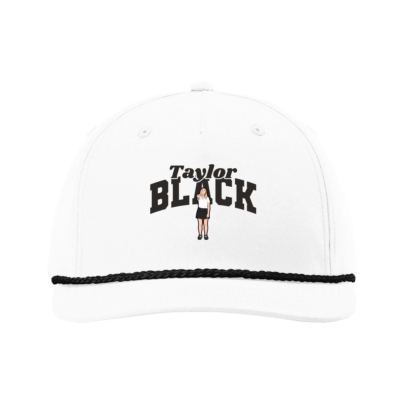 Five-Panel Classic Rope Cap — Signature Arch in White