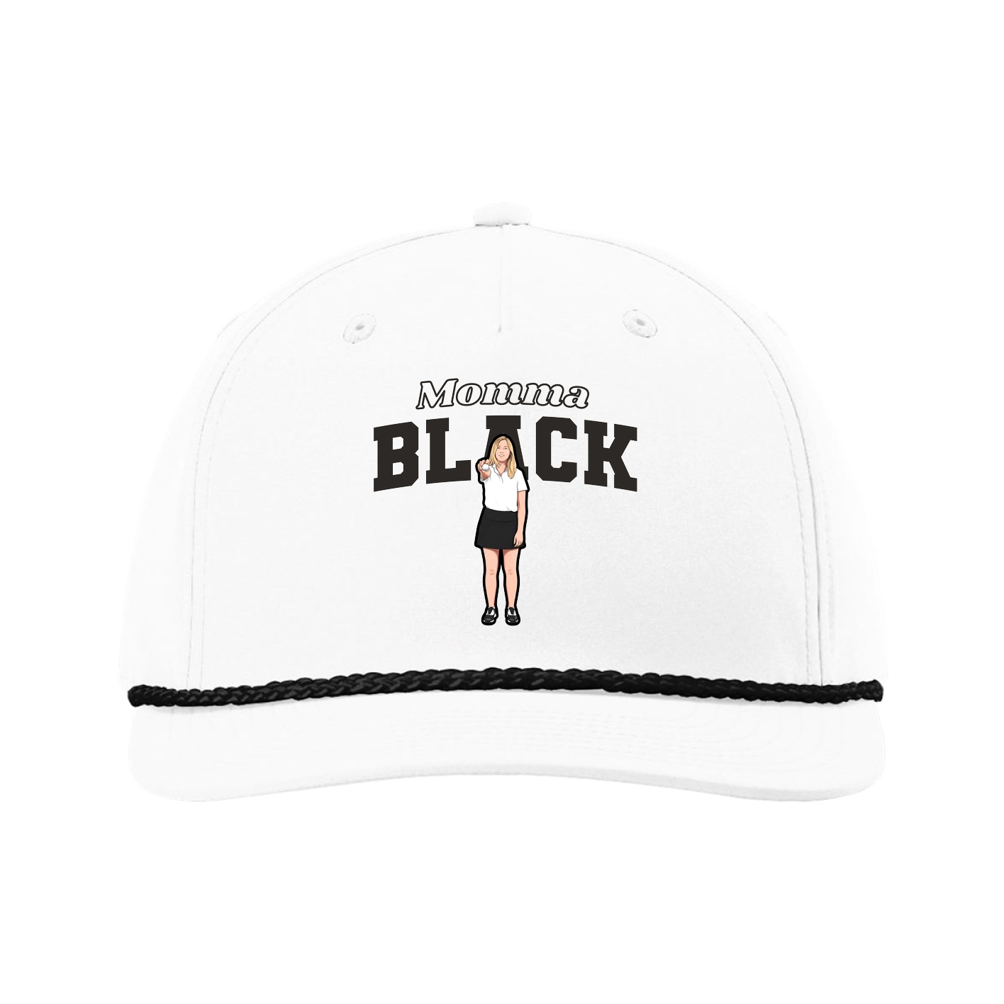 Five-Panel Classic Rope Cap — Mothers Day Block in White