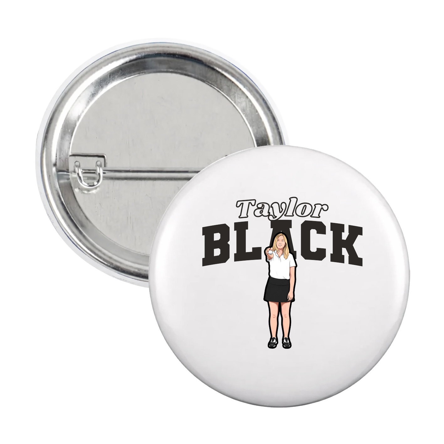 Game Day Button — Name Arch in White