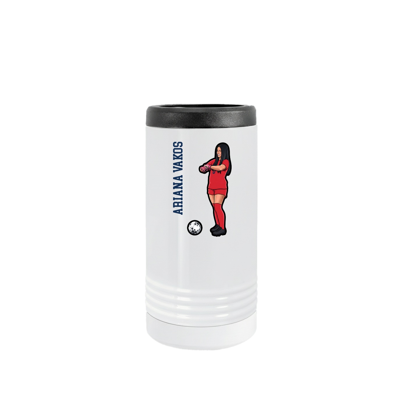 Slim Beverage Holder — Name Vertical in White