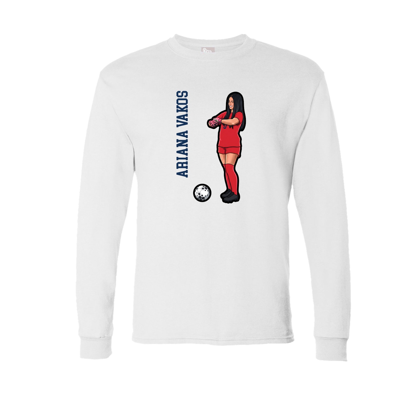 Long Sleeve Tee — Name Vertical in White