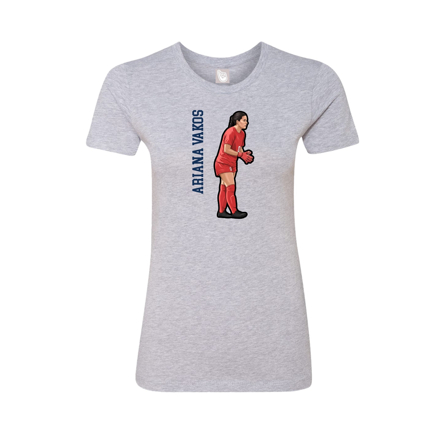 Fitted Women's Tee — Name Vertical in Grey