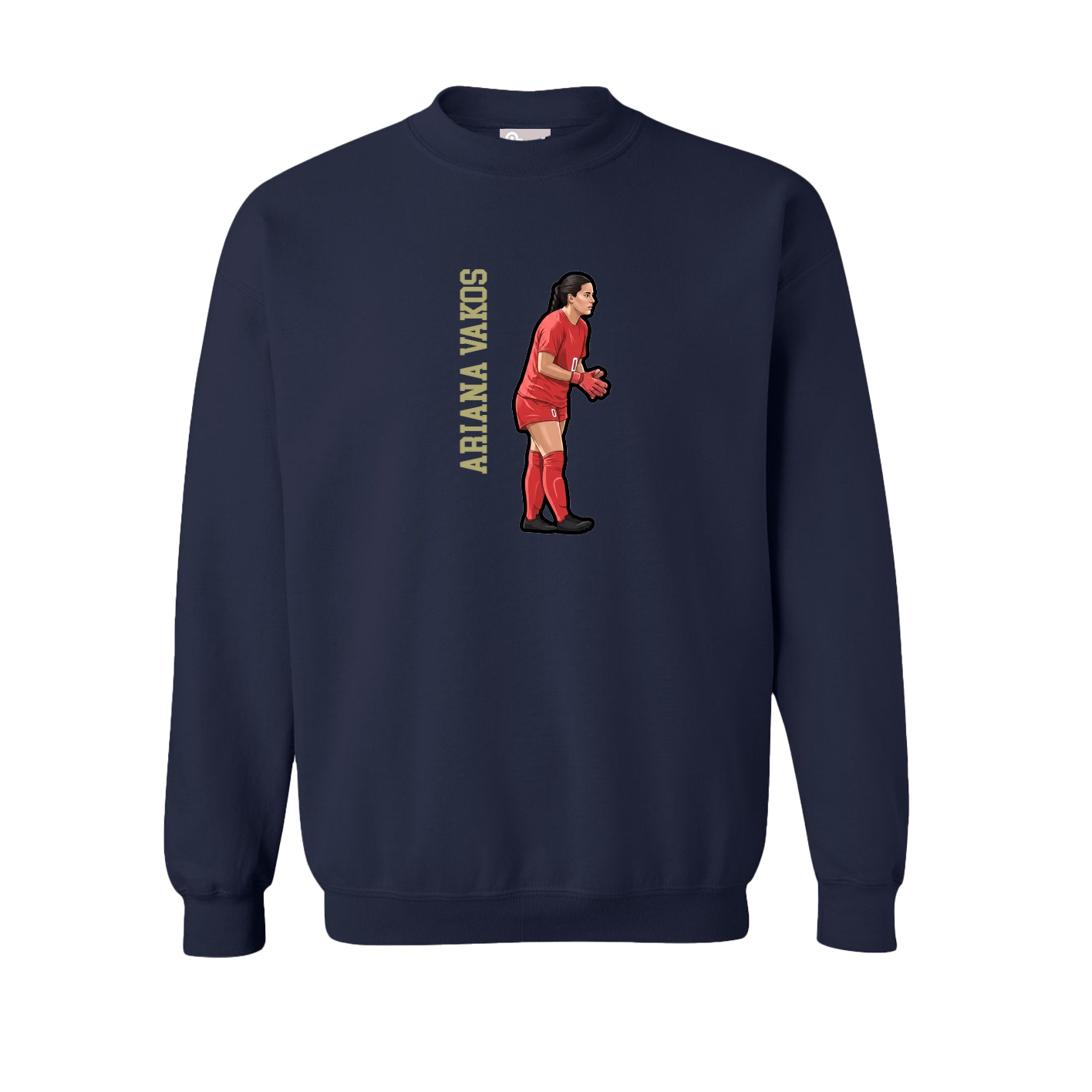 Fleece Crew — Name Vertical in Navy