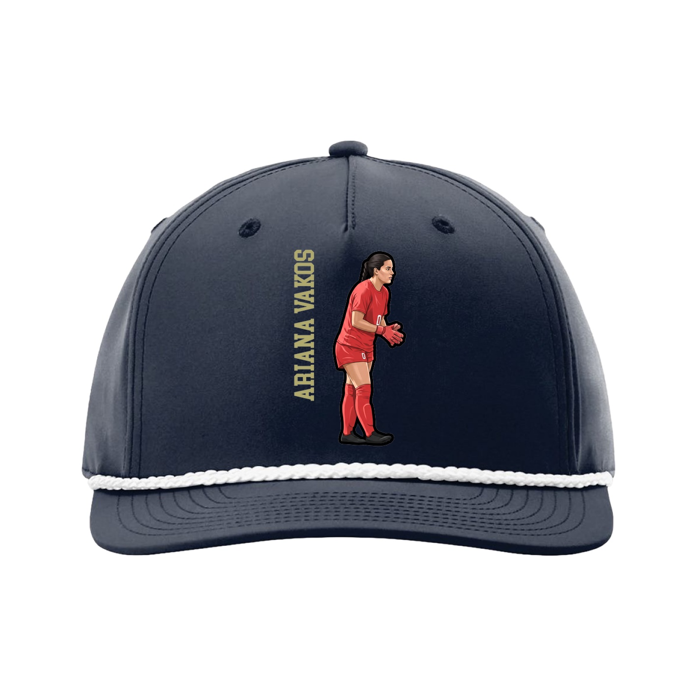 Five-Panel Classic Rope Cap — Name Vertical in Navy
