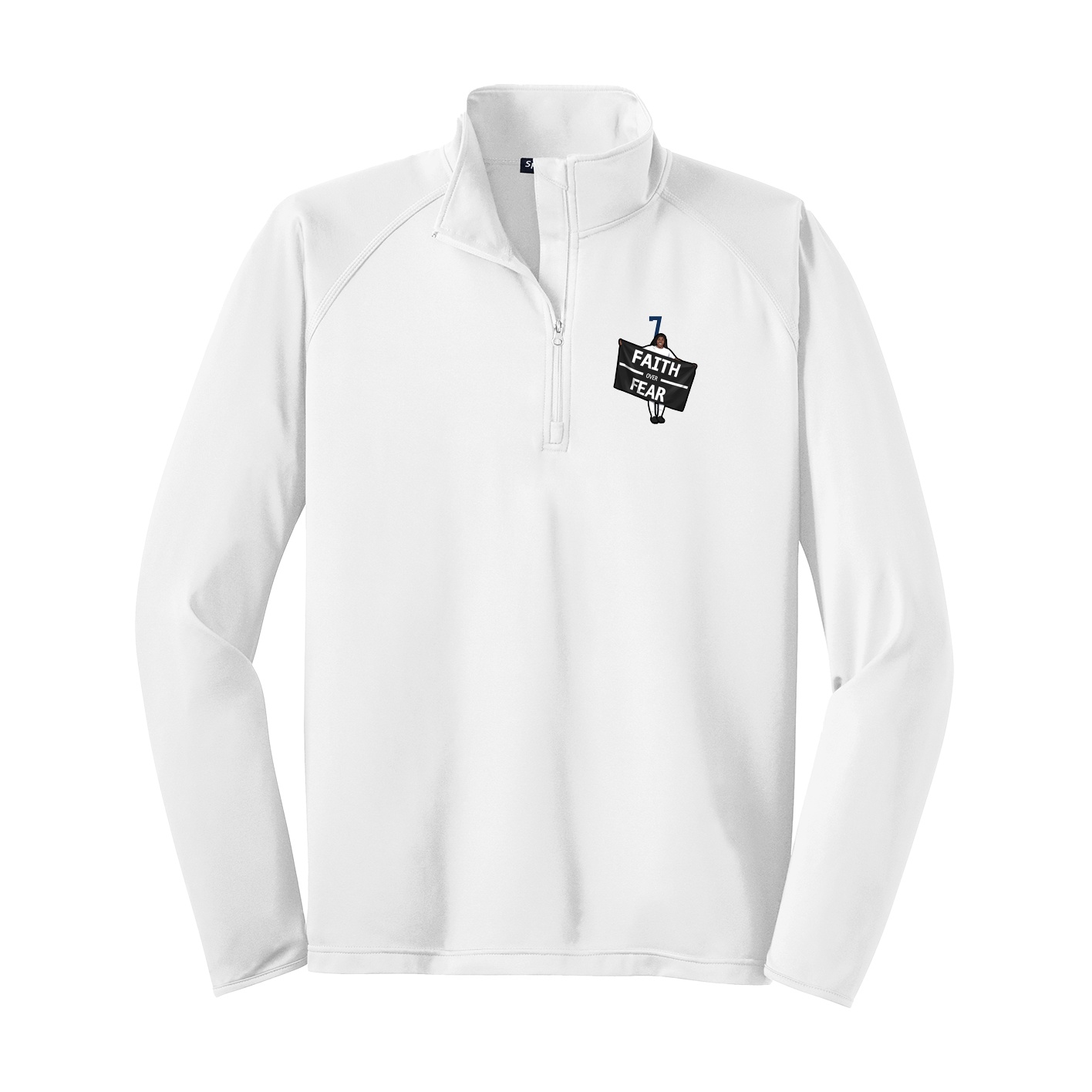 Q-Zip Pullover — Number Top in White