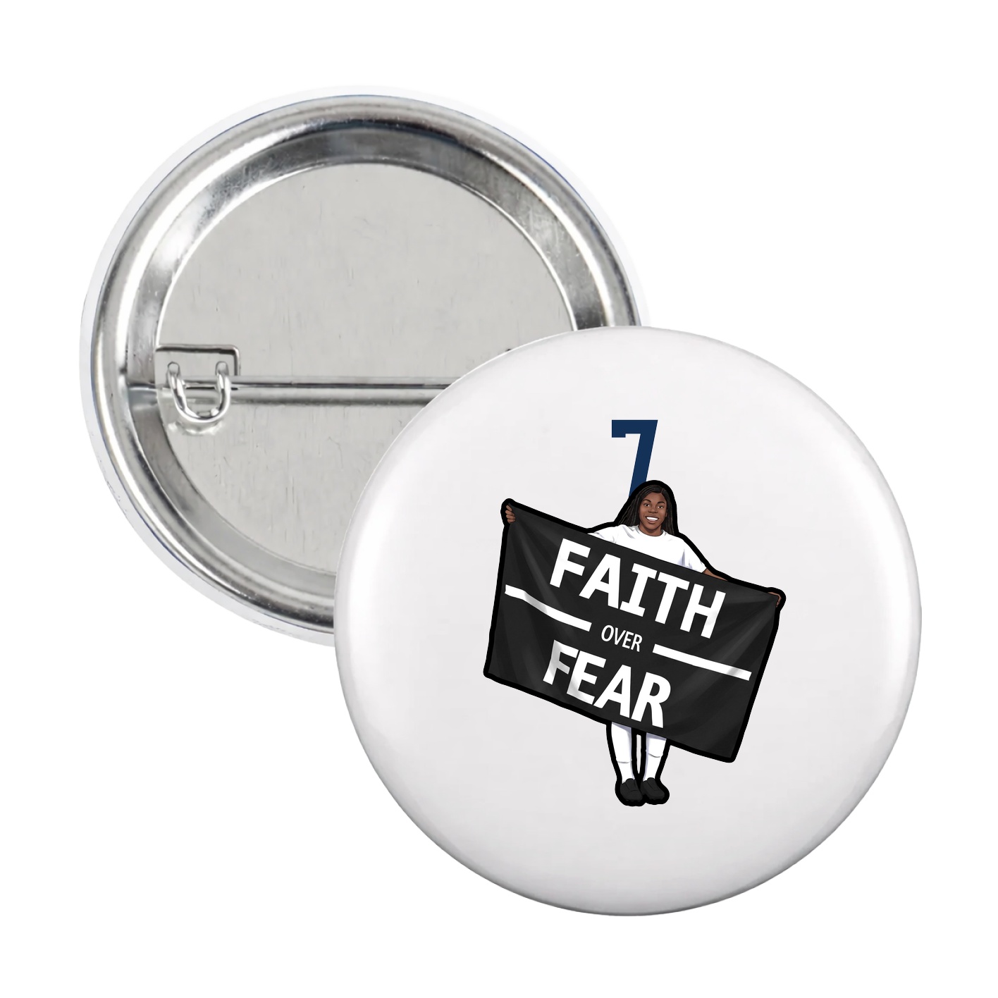 Game Day Button — Number Top in White
