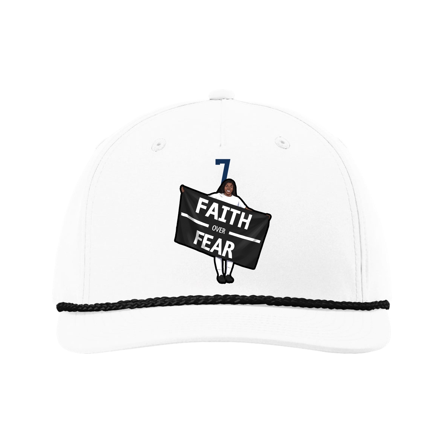 Five-Panel Classic Rope Cap — Number Top in White