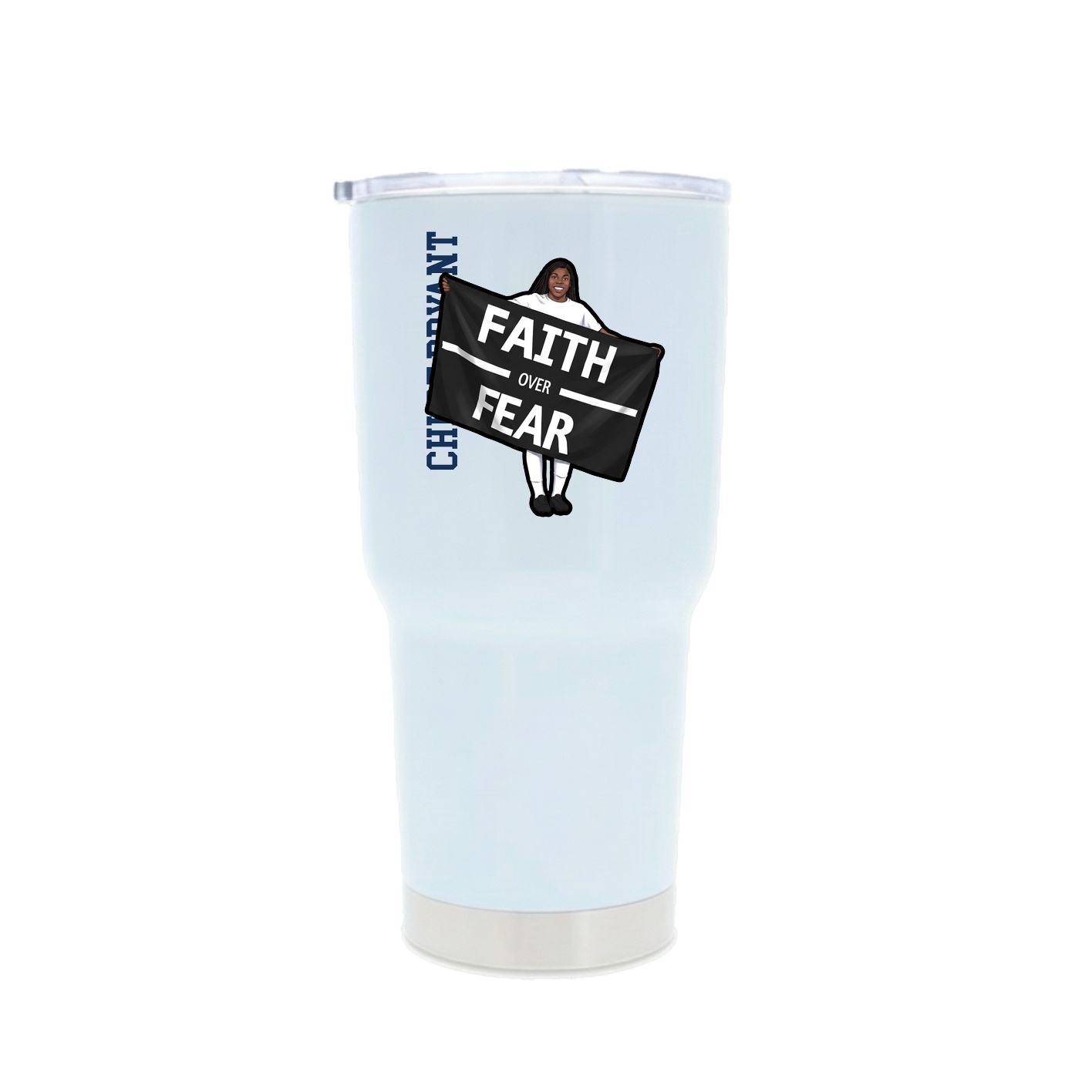 30oz Stainless Steel Tumbler — Name Vertical in White