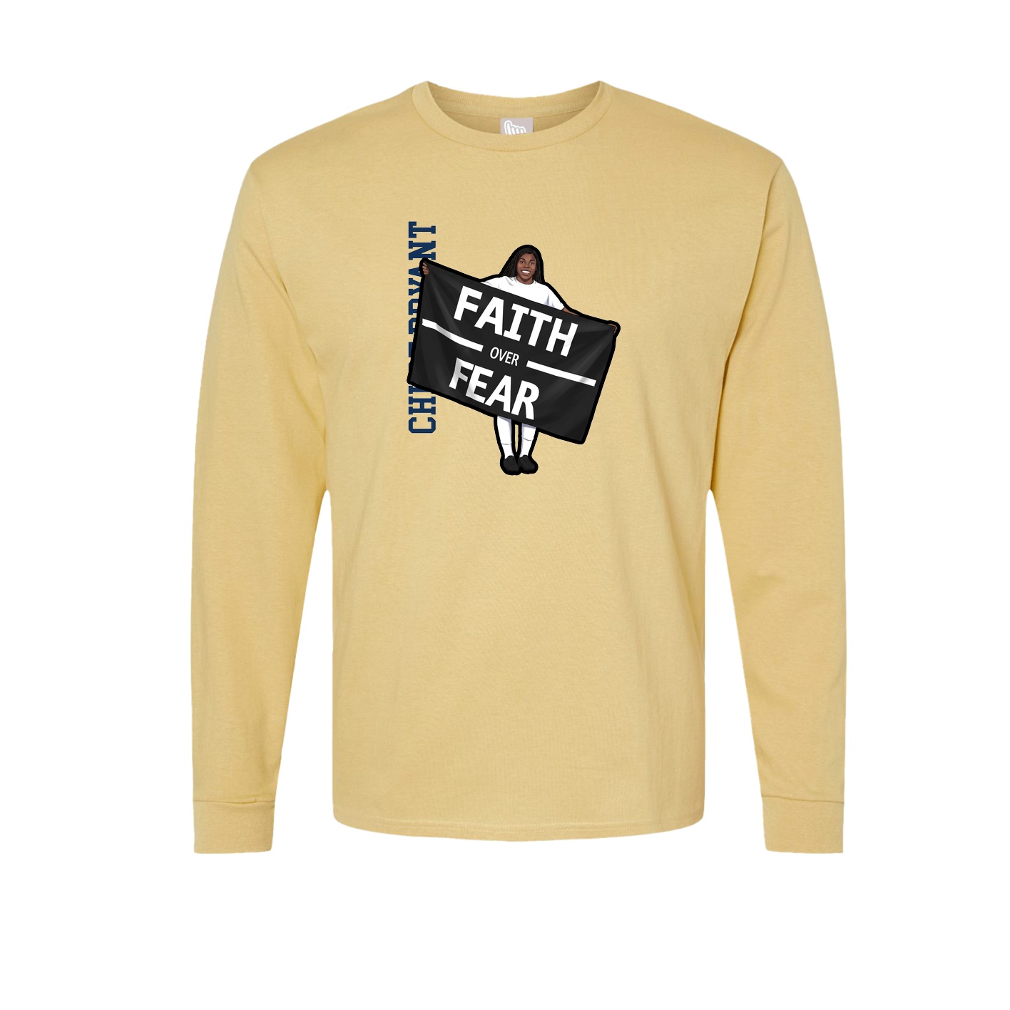 Long Sleeve Tee — Name Vertical in Vegas Gold