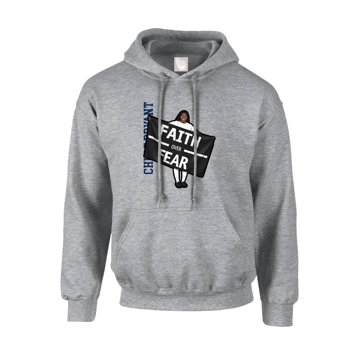 Hoodie — Name Vertical in Grey