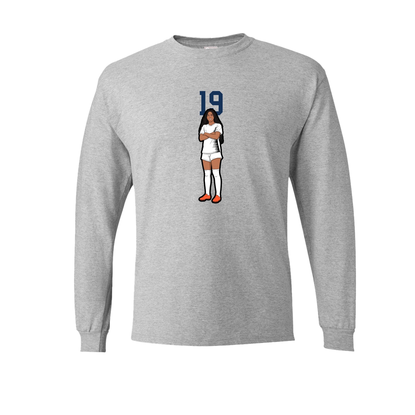 Long Sleeve Tee — Number Top in Grey