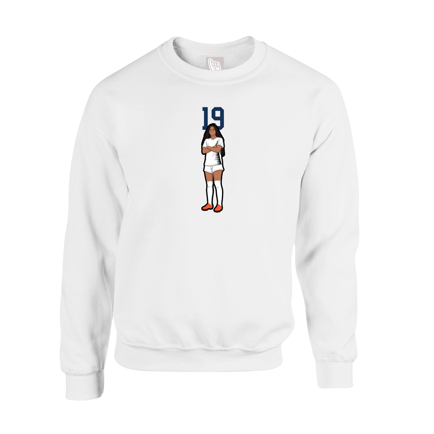 Fleece Crew — Number Top in White