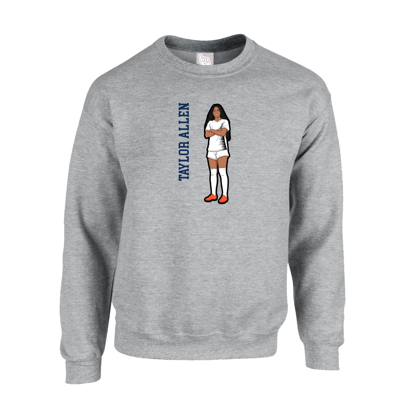 Fleece Crew — Name Vertical in Grey