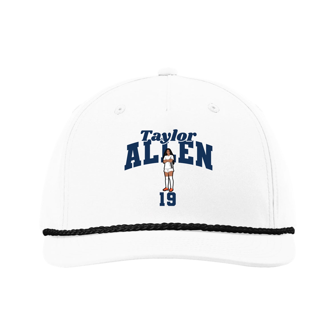 Five-Panel Classic Rope Cap — Signature Arch in White
