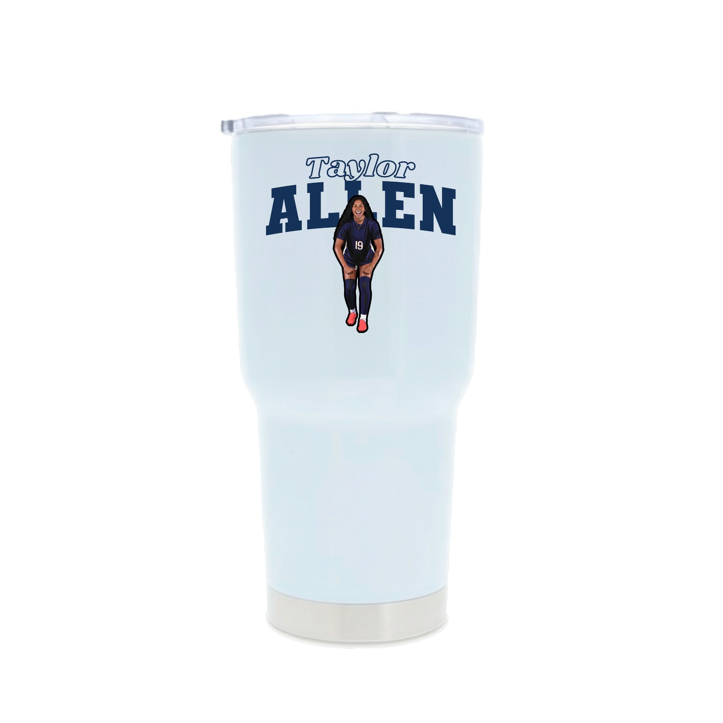 30oz Stainless Steel Tumbler — Name Arch in White