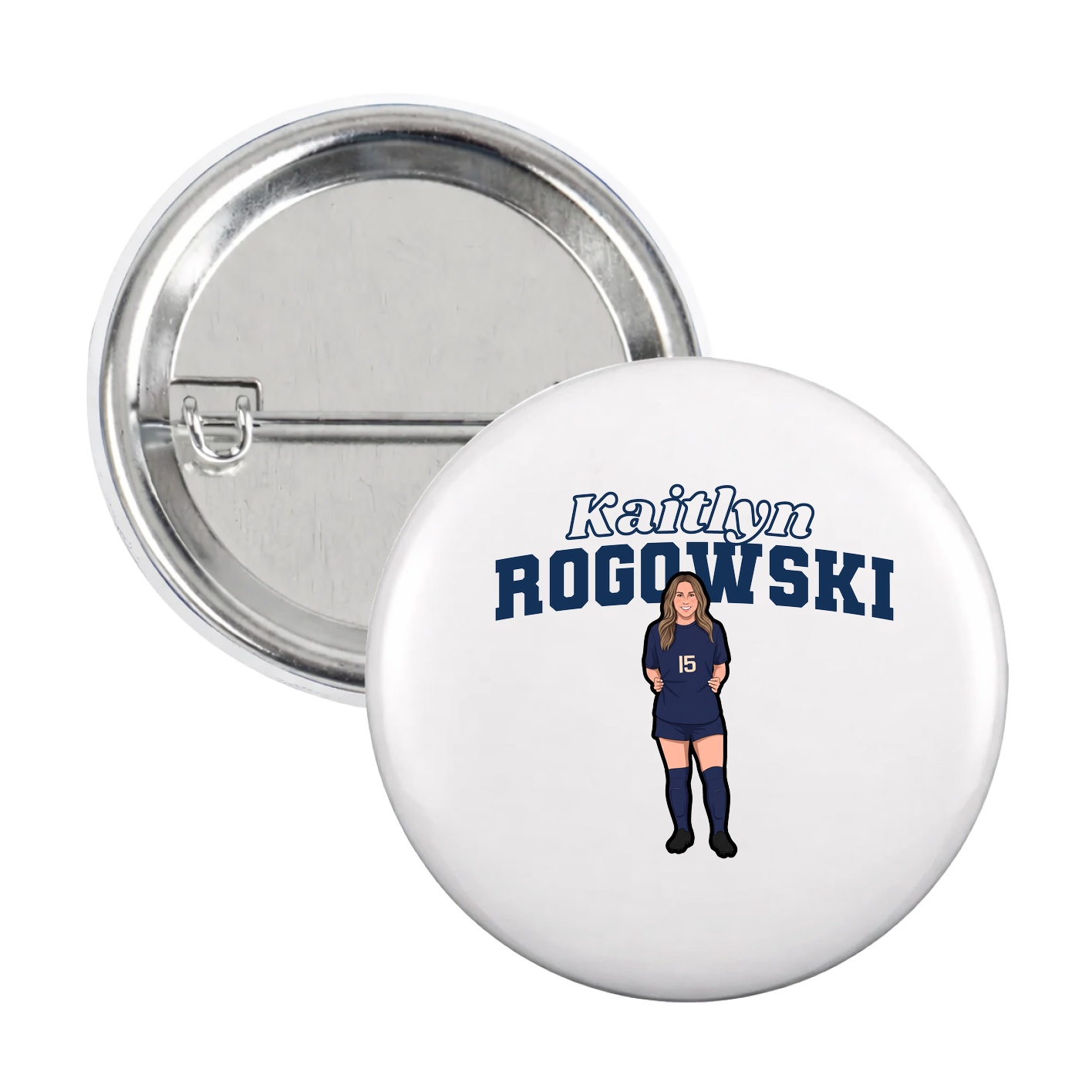 Game Day Button — Name Arch in White