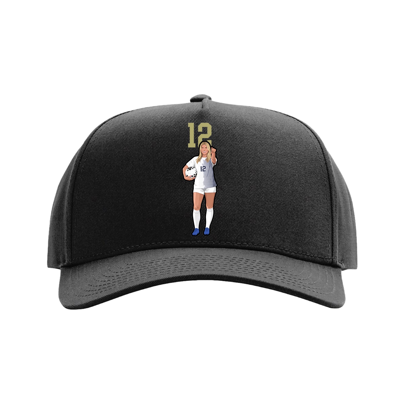 Full Fabric Five-Panel Champ Cap — Number Top in Black