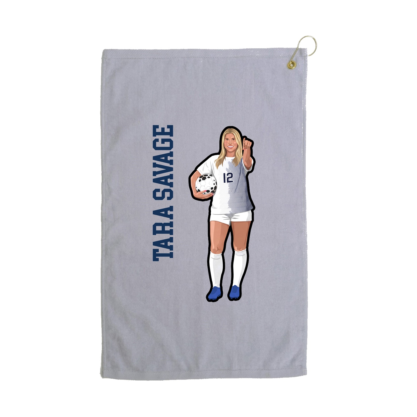 Golf Towel — Name Vertical in Grey
