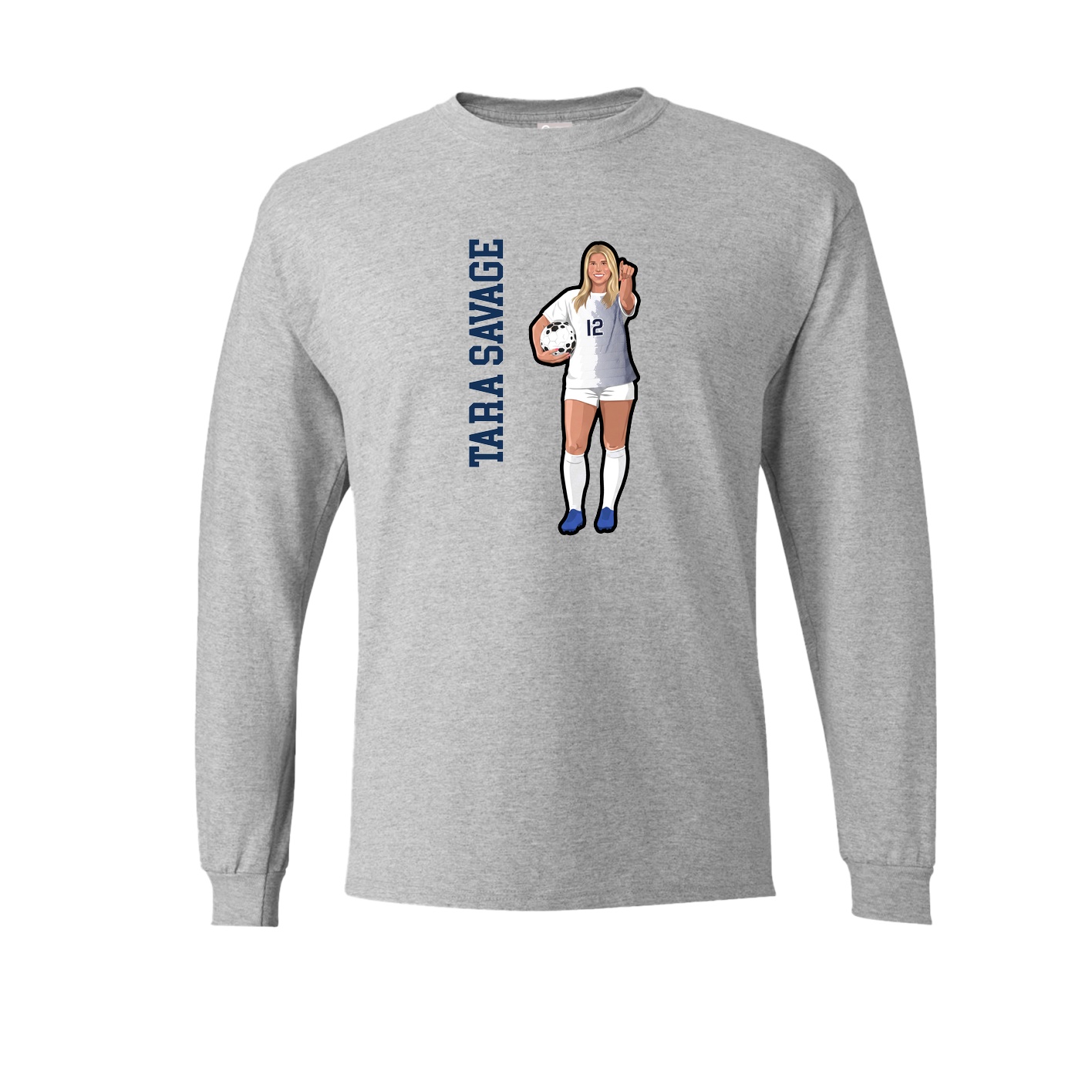 Long Sleeve Tee — Name Vertical in Grey