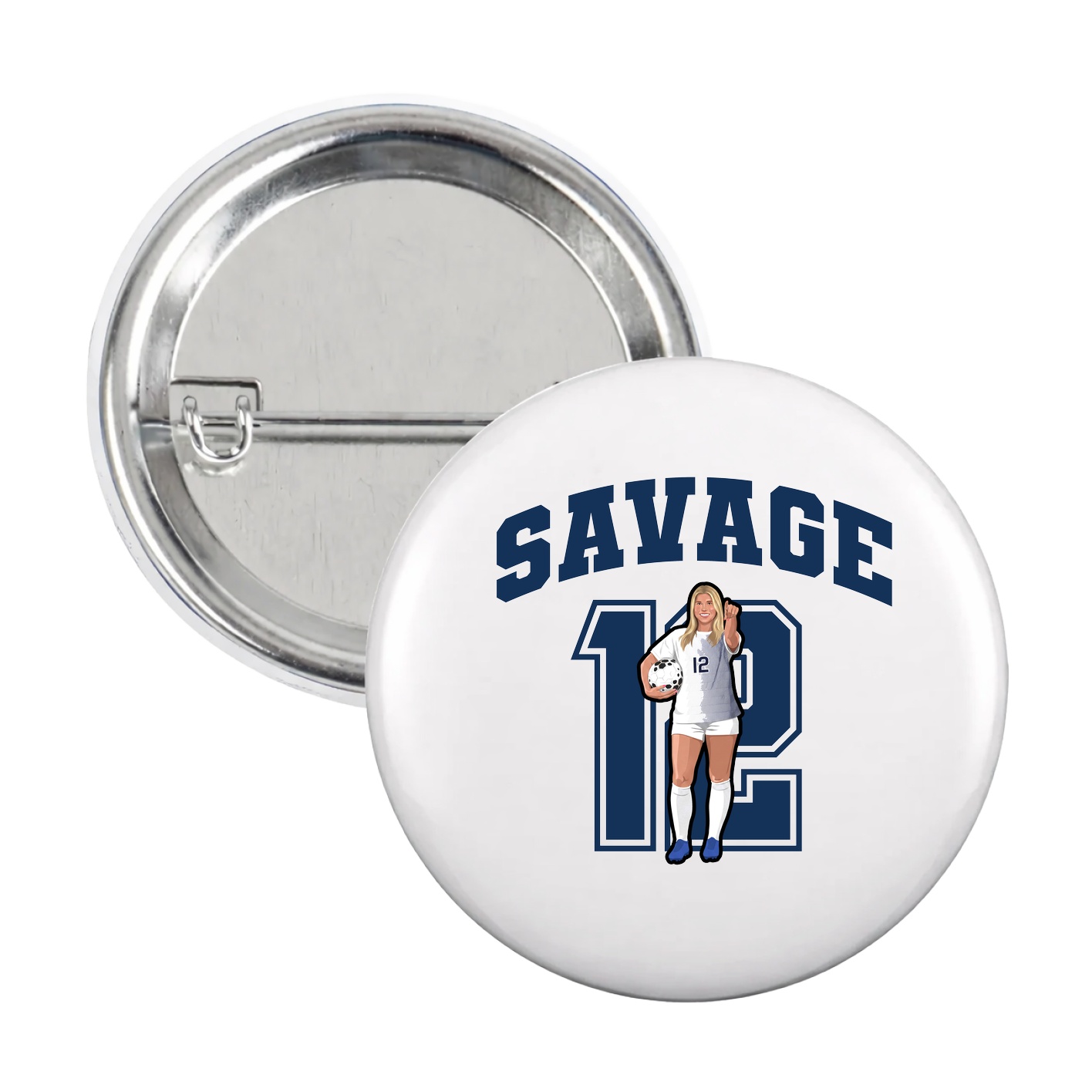 Game Day Button — Number in White