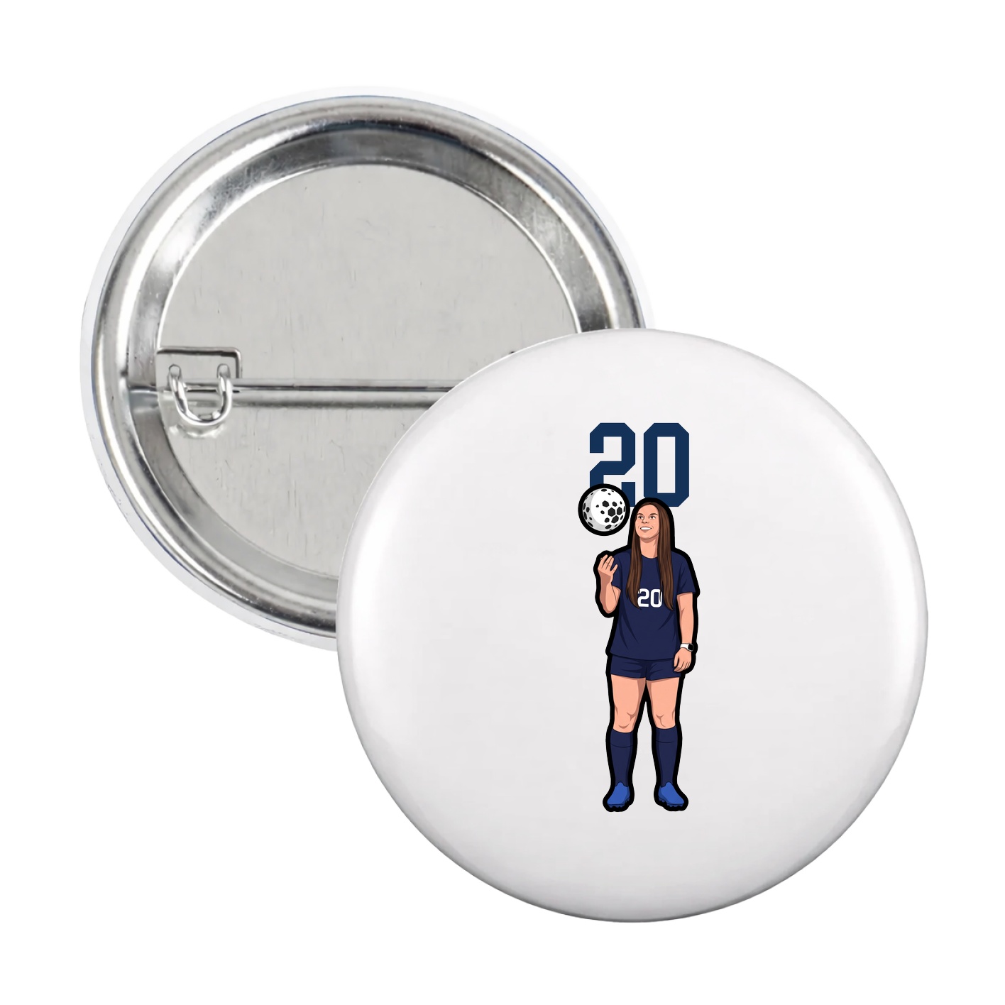 Game Day Button — Number Top in White