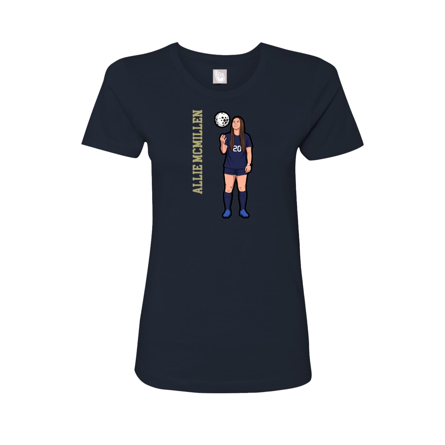 Fitted Women's Tee — Name Vertical in Navy