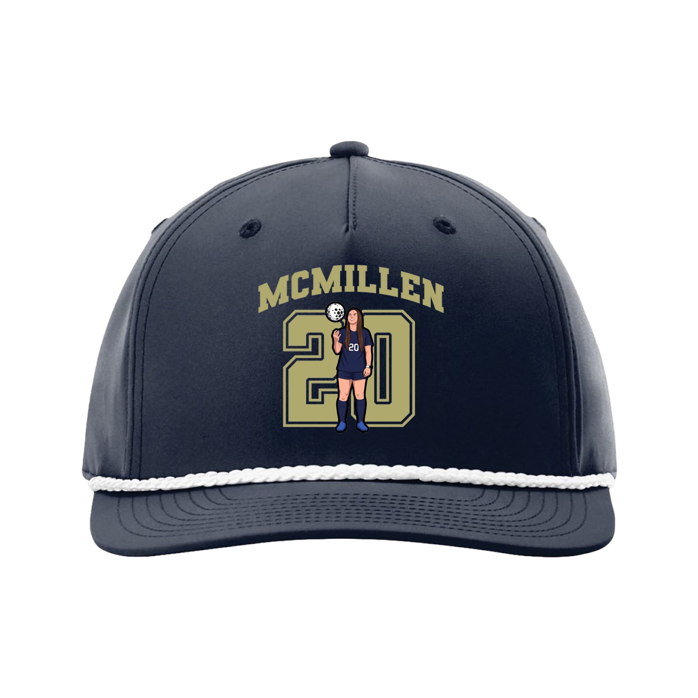 Five-Panel Classic Rope Cap — Number in Navy