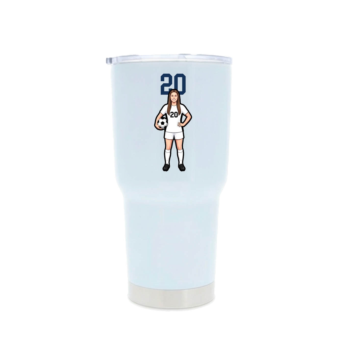 30oz Stainless Steel Tumbler — Number Top in White