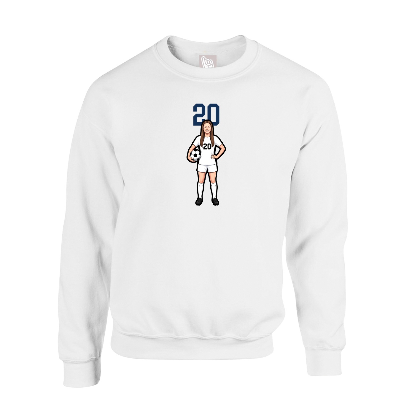 Fleece Crew — Number Top in White