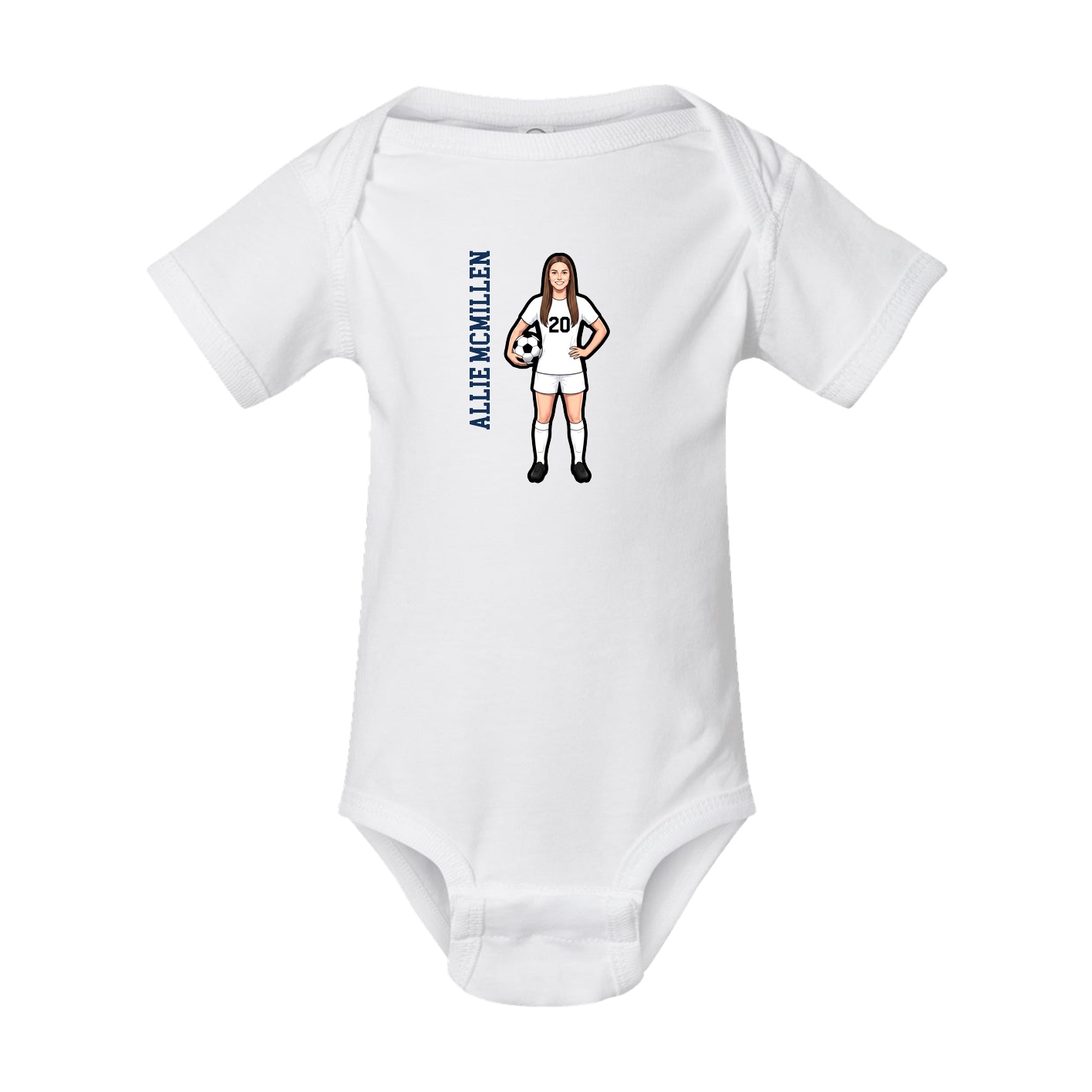 Baby Onesie — Name Vertical in White