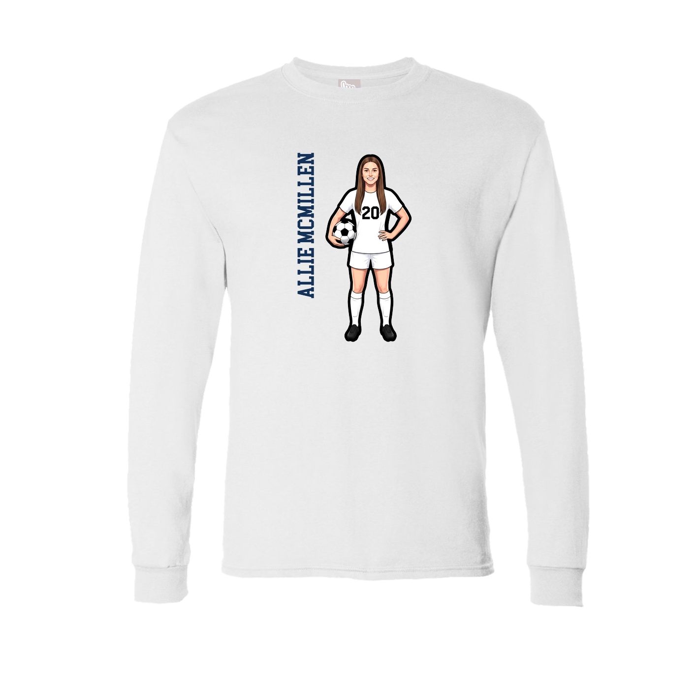 Long Sleeve Tee — Name Vertical in White