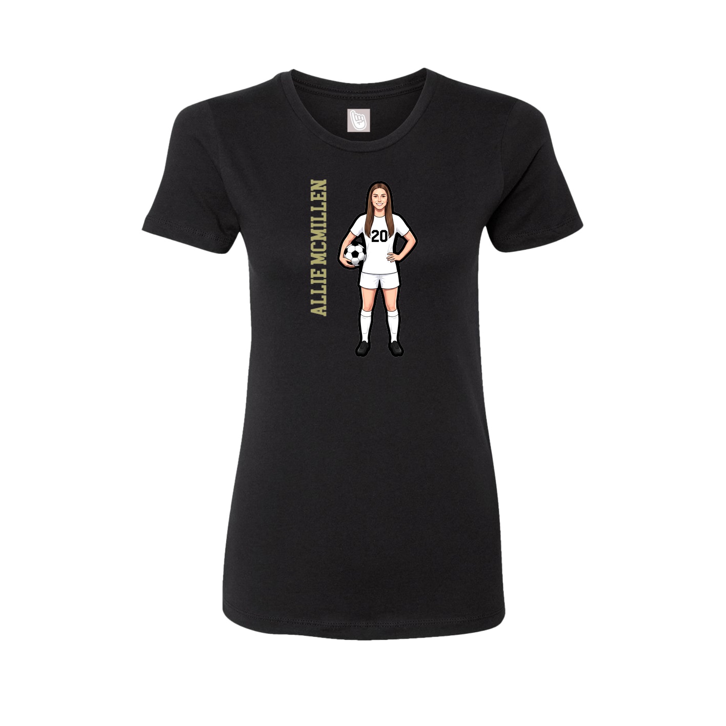 Fitted Women's Tee — Name Vertical in Black